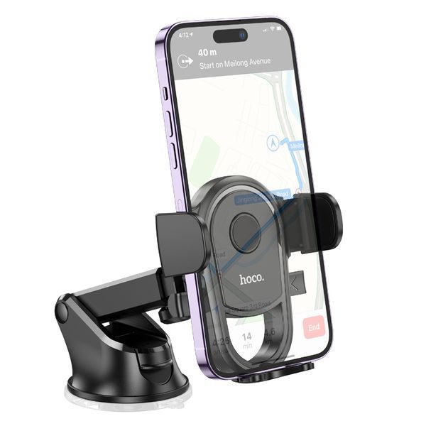 Автотримач для телефона HOCO H5 Integrity one-key car holder(center console) Black 647940106 фото