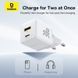 Сетевое зарядное устройство с кабелем Baseus Palm Fast Charger C+U 30W EU Moon White (with USB-C to USB-C 60W (20V/3A) 1m Moon White) 775809691 фото 8