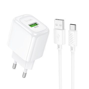 Мережевий зарядний пристрій з кабелем HOCO CS52A 18W Surplus single-port QC3.0 charger set(Type-C) White 275845616 фото