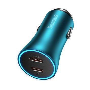 Автомобільний зарядний пристрій Baseus Golden Contactor Pro Dual Fast Charger Car Charger C+C 40W Blue 633795492 фото