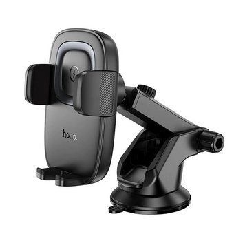 Автотримач для телефона з БЗП HOCO HW32 Crown push-type wireless charging car holder (center console) Black Metal Gray 610959948 фото