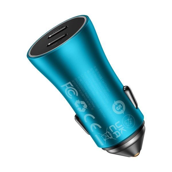 Автомобільний зарядний пристрій Baseus Golden Contactor Pro Dual Fast Charger Car Charger C+C 40W Blue 633795492 фото
