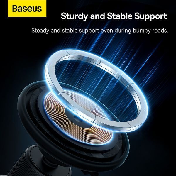 Автодержатель для телефона с БЗУ Baseus CW01 Magnetic Wireless Charging Car Mount Air Vent Version 15W Cluster Black 727135109 фото
