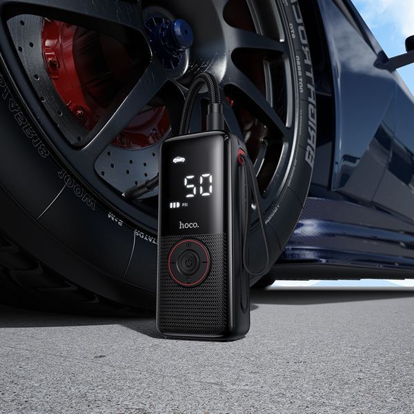 Автомобільний насос HOCO ZP18 Enlighten portable smart air pump Black 793381896 фото