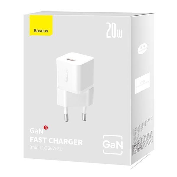 Мережевий зарядний пристрій Baseus GaN5 Fast Charger(mini) 1C 20W EU White 104762629 фото