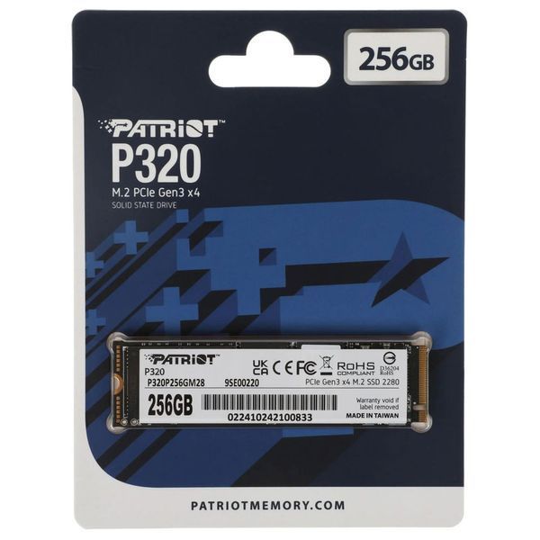 Накопитель SSD M.2 Patriot P320 256GB NVMe 2280 Gen3.0 x4 3D TLC 109796968 фото
