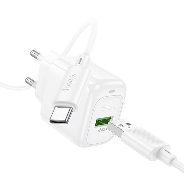Сетевое зарядное устройство с кабелем HOCO CS52A 18W Surplus single-port QC3.0 charger set(Type-C) White 275845616 фото