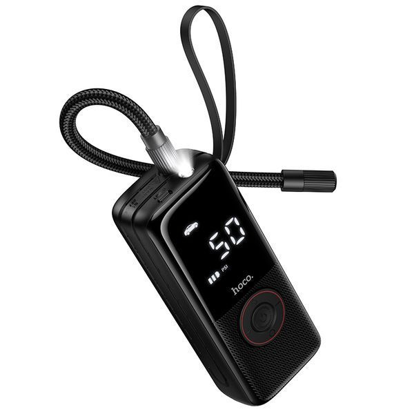 Автомобільний насос HOCO ZP18 Enlighten portable smart air pump Black 793381896 фото