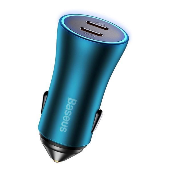 Автомобільний зарядний пристрій Baseus Golden Contactor Pro Dual Fast Charger Car Charger C+C 40W Blue 633795492 фото