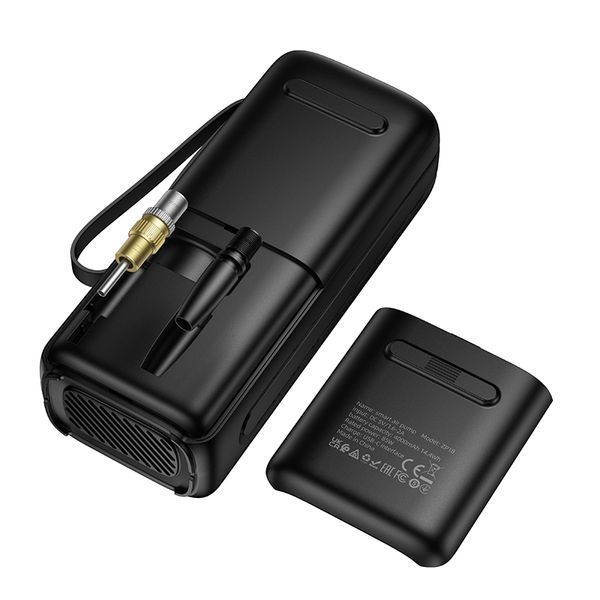 Автомобільний насос HOCO ZP18 Enlighten portable smart air pump Black 793381896 фото