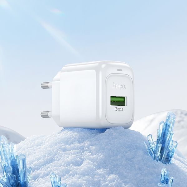 Сетевое зарядное устройство с кабелем HOCO CS52A 18W Surplus single-port QC3.0 charger set(Type-C) White 275845616 фото