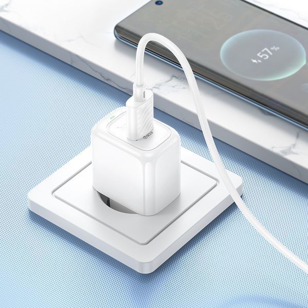 Сетевое зарядное устройство с кабелем HOCO CS52A 18W Surplus single-port QC3.0 charger set(Type-C) White 275845616 фото