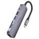 USB-хаб HOCO HB28 Type-C multi-function converter(HDTV+USB3.0+USB2.0+SD+TF+PD) Metal Gray 622996939 фото 2
