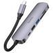 USB-хаб HOCO HB28 Type-C multi-function converter(HDTV+USB3.0+USB2.0+SD+TF+PD) Metal Gray 622996939 фото 4