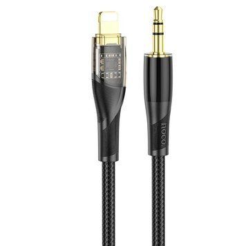 Аудіокабель HOCO UPA25 iP to 3.5mm male, nylon braid, 1m, Black 960505879 фото