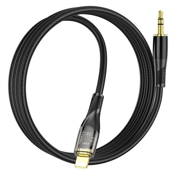 Аудіокабель HOCO UPA25 iP to 3.5mm male, nylon braid, 1m, Black 960505879 фото