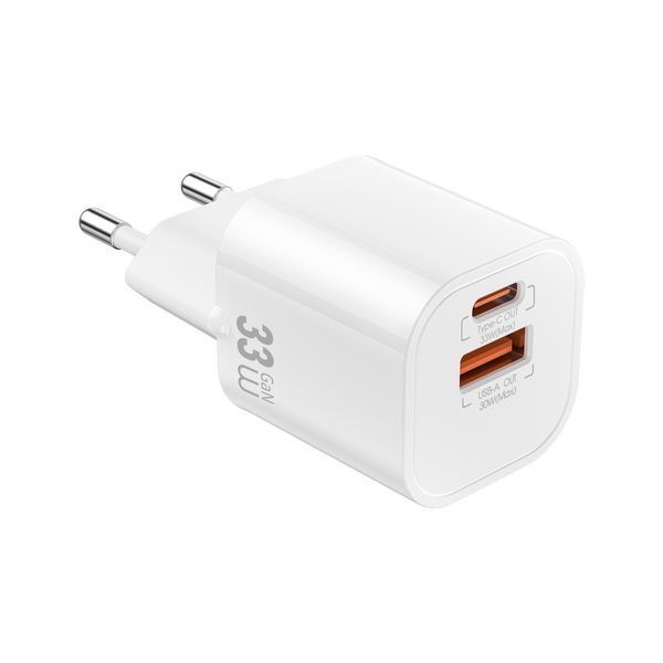 Мережевий зарядний пристрій WIWU 33W Cube GaN Fast Charger A+C Wi-G017 EU White 103313051 фото