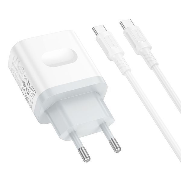 Мережевий зарядний пристрій з кабелем BOROFONE BA99A Breeze single port PD20W charger set(C to C) White 171494979 фото