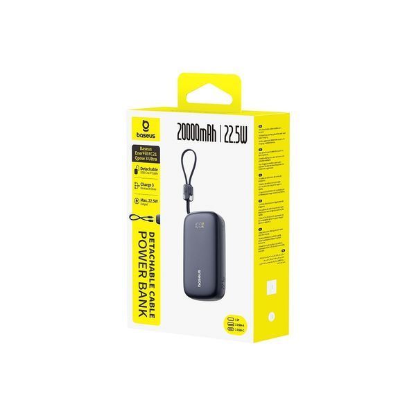 Зовнішній акумулятор Baseus EnerFill FC21 Qpow 3 Ultra Digital Display Power Bank with Detachable Cable 20000mAh 22.5W Cosmic Black 111073783 фото