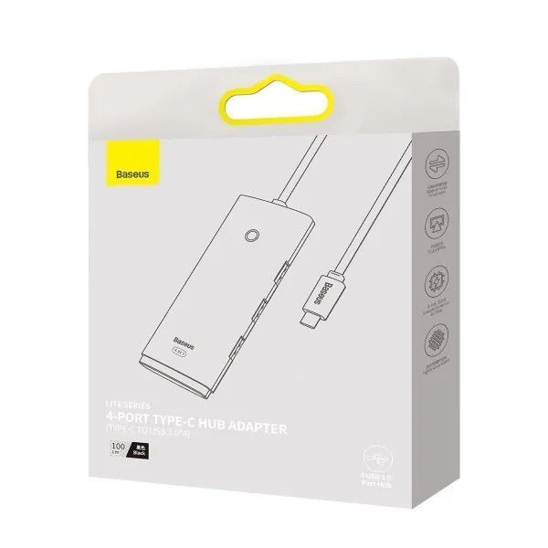 USB-хаб Baseus Lite Series 4-Port Type-C HUB Adapter (Type-C to USB 3.0*4 ) 1m Black 686805987 фото