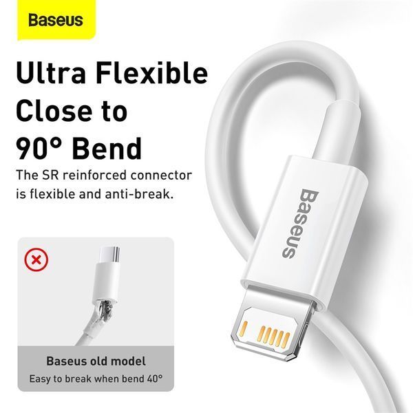Кабель Baseus Superior Series Fast Charging Data Cable USB to iP 2.4A 0.25m White 892114889 фото