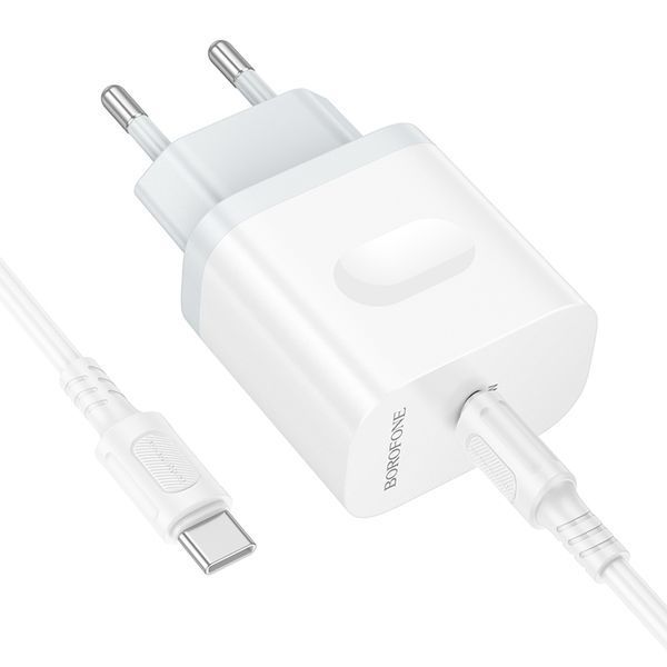 Мережевий зарядний пристрій з кабелем BOROFONE BA99A Breeze single port PD20W charger set(C to C) White 171494979 фото