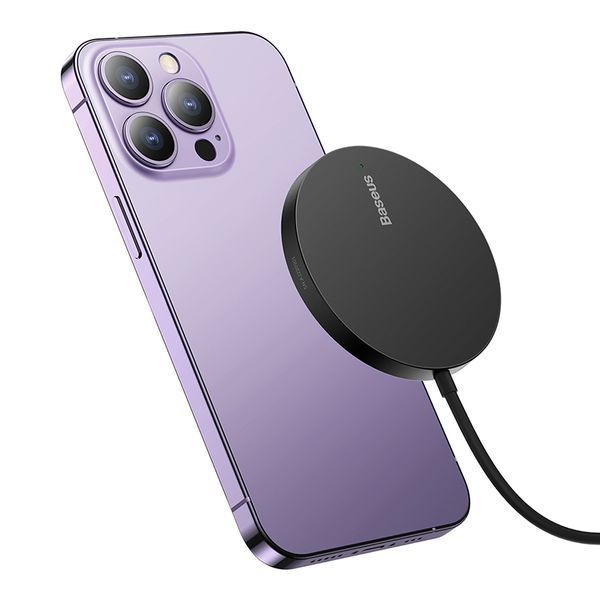 Бездротовий зарядний пристрій Baseus Simple Mini3 Magnetic Wireless Charger 15W Black 418265671 фото