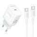 Мережевий зарядний пристрій з кабелем BOROFONE BA99A Breeze single port PD20W charger set(C to C) White 171494979 фото 1