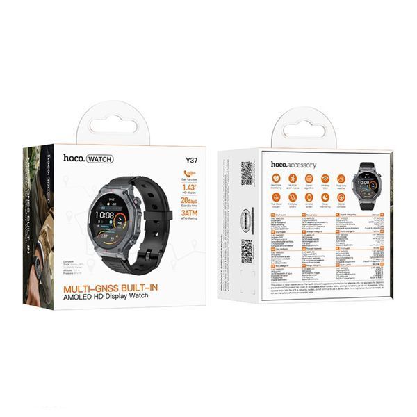 Смарт-годинник HOCO Y37 AMOLED 36mm. 520 mAh. GPS sports watch(call version) Black 475491834 фото