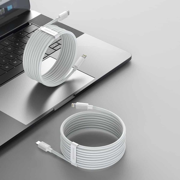 Кабель Baseus Simple Wisdom Data Cable Kit USB to iP PD 20W (2PCS/Set）1.5m White 707280263 фото