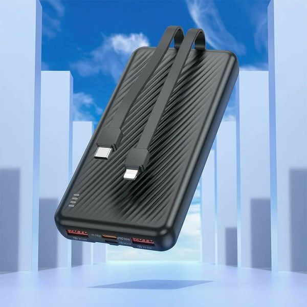 Зовнішній акумулятор BOROFONE BJ57 Graceful 22.5W+PD20W fully compatible power bank with cable (10000mAh) Black 120635867 фото