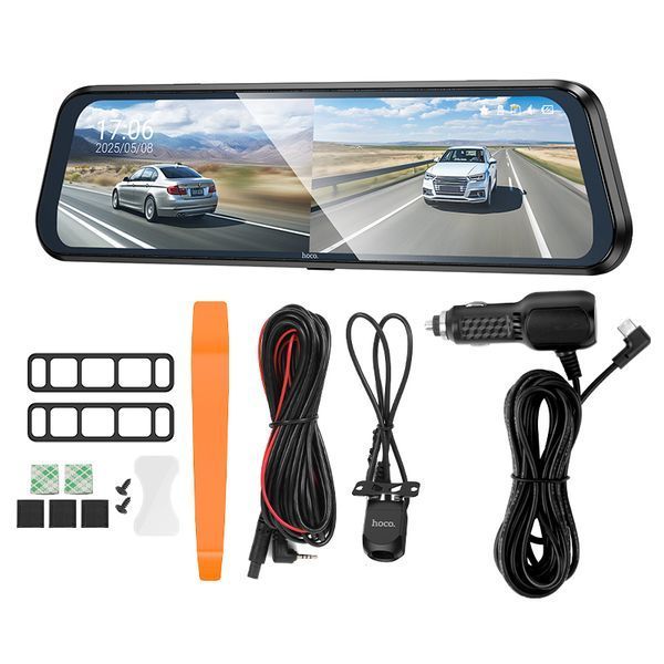 Видеорегистратор HOCO DV16 9.66-inch streaming media driving recorder(dual-channel with rear camera) Black 759513839 фото