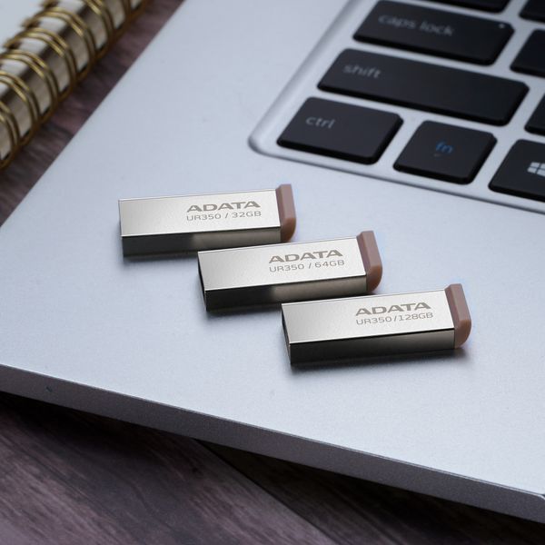 Флеш-накопичувач ADATA USB 3.2 UR 350 128Gb Silver/Beige 502850064 фото