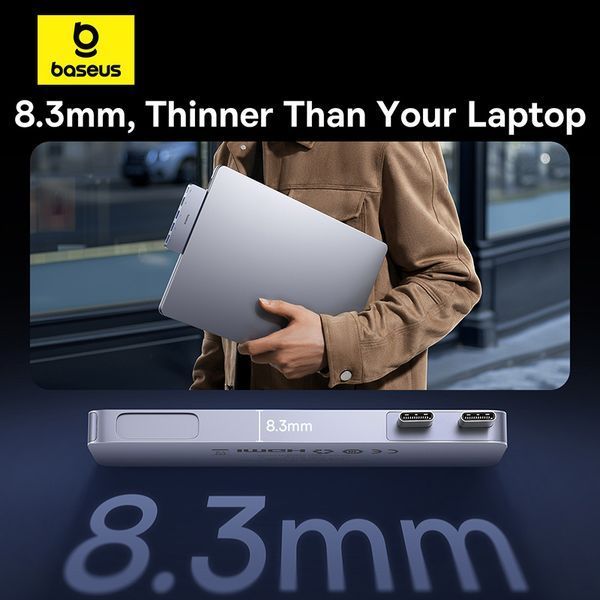 USB-хаб Baseus UltraJoy Series 5-Port HUB Space Grey (USB-C*2 to USB-C 40Gbps*1+HDMI 4K@30Hz*1+USB3.0*3） 849464016 фото