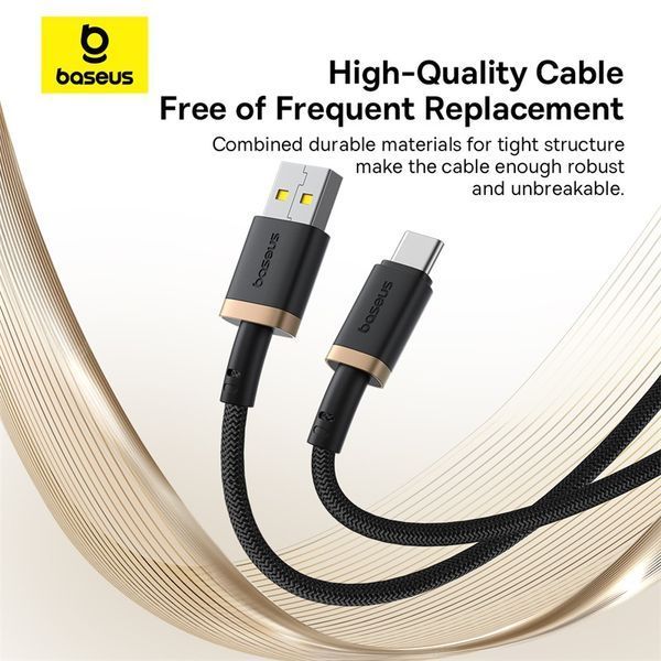 Кабель Baseus Dura Series Fast Charging Cable USB to Type-C 60W 2m Gold+Black 104418961 фото