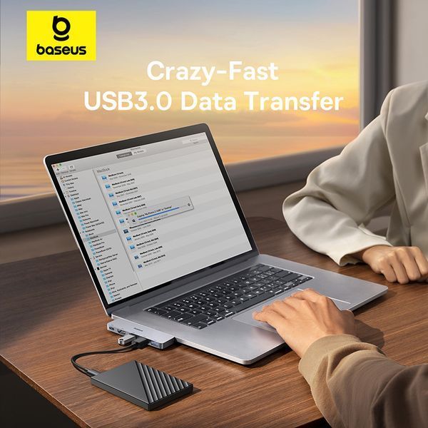 USB-хаб Baseus UltraJoy Series 5-Port HUB Space Grey (USB-C*2 to USB-C 40Gbps*1+HDMI 4K@30Hz*1+USB3.0*3） 849464016 фото