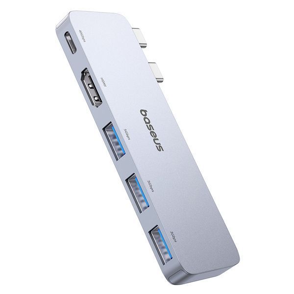 USB-хаб Baseus UltraJoy Series 5-Port HUB Space Grey (USB-C*2 to USB-C 40Gbps*1+HDMI 4K@30Hz*1+USB3.0*3） 849464016 фото