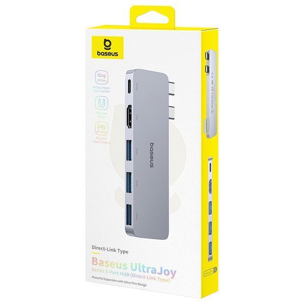 USB-хаб Baseus UltraJoy Series 5-Port HUB Space Grey (USB-C*2 to USB-C 40Gbps*1+HDMI 4K@30Hz*1+USB3.0*3） 849464016 фото