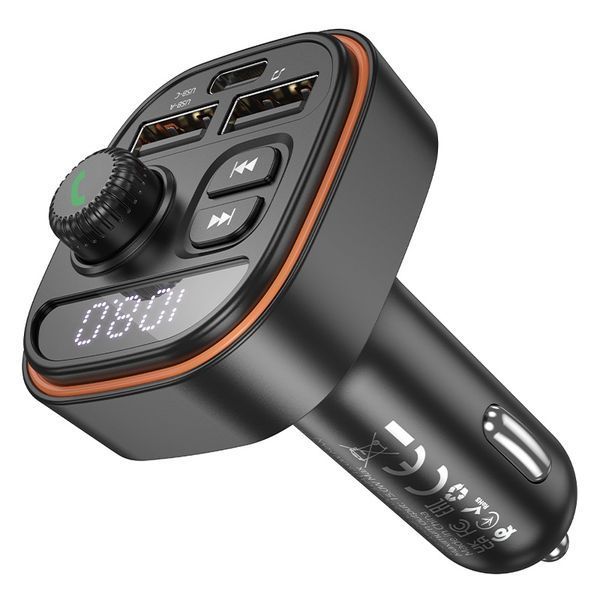 АЗП з FM-модулятором BOROFONE BC59 Heroic car BT FM transmitter Black 104327416 фото