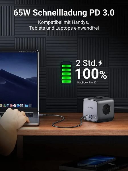 Мережевий зарядний пристрій UGREEN CD268 65W DigiNest Cube (2C2A) (UGR-60113) 928678635 фото