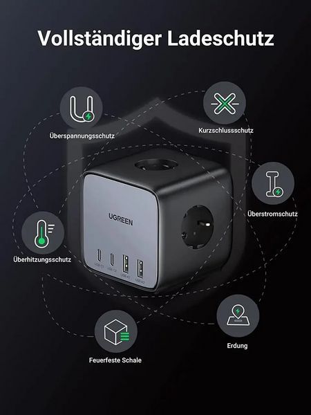 Мережевий зарядний пристрій UGREEN CD268 65W DigiNest Cube (2C2A) (UGR-60113) 928678635 фото