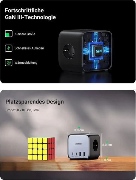 Мережевий зарядний пристрій UGREEN CD268 65W DigiNest Cube (2C2A) (UGR-60113) 928678635 фото