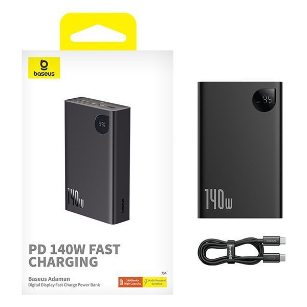 Зовнішній акумулятор Baseus Adaman Digital Display Fast Charge Power Bank 24000mAh 140W Cluster Black 155638324 фото