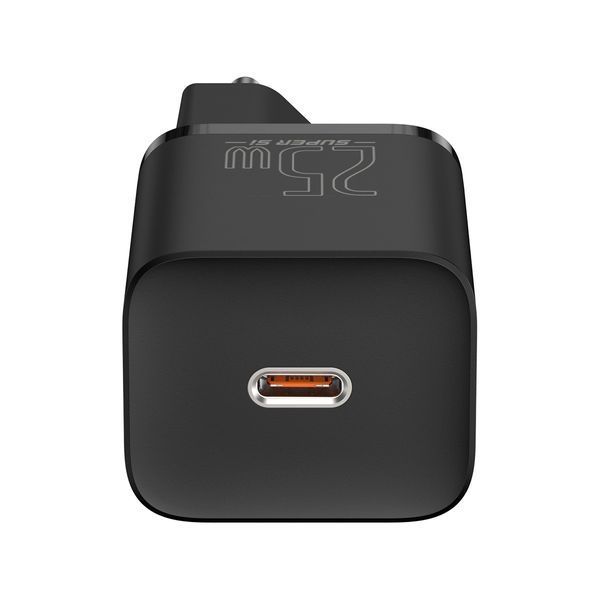 Сетевое зарядное устройство с кабелем Baseus Super Si Quick Charger 1C 25W EU Sets Black（With Mini White Cable C to C 3A 1m Black） 898095582 фото