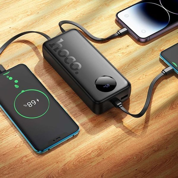 Зовнішній акумулятор HOCO J132A Sabio 22.5W+PD20W fully compatible power bank with 3 cables(20000mAh) Black 558357630 фото