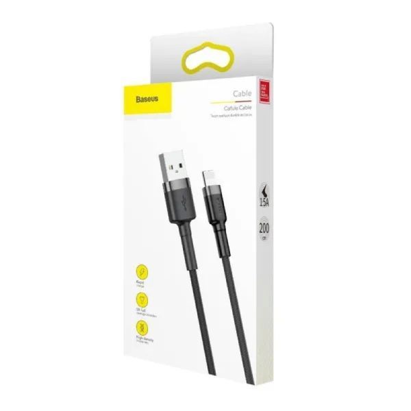 Кабель Baseus Cafule Cable USB For Lightning 1.5A 2m Gray+Black 711373017 фото