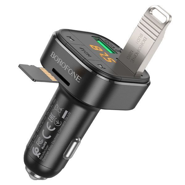АЗП з FM-модулятором BOROFONE BC43 Flash QC3.0 car BT FM transmitter 18W Black 807064879 фото