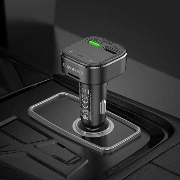 АЗП з FM-модулятором BOROFONE BC43 Flash QC3.0 car BT FM transmitter 18W Black 807064879 фото