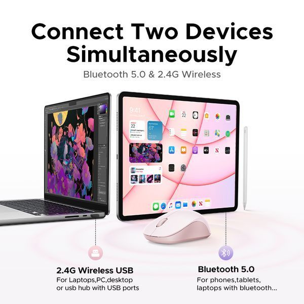 Манипулятор мышь беспроводная UGREEN M331 Multi-mode Wireless Mouse Purple 608820656 фото