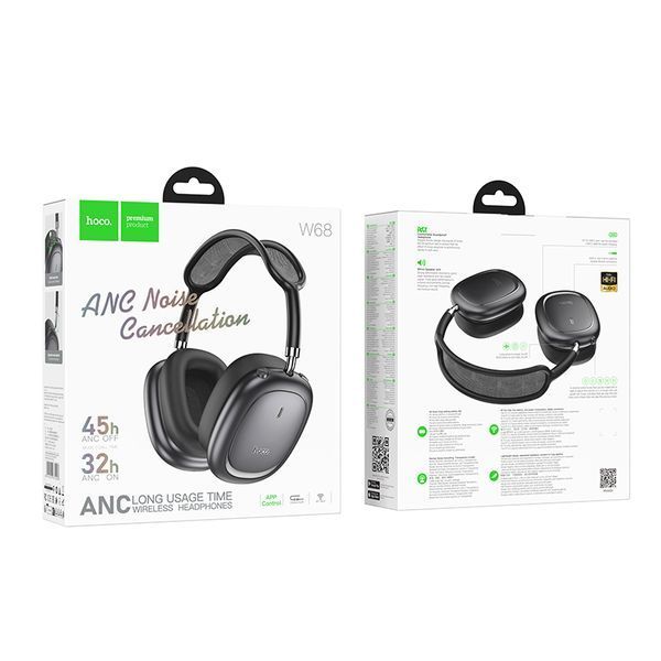 Бездротові накладні навушники HOCO W68 Calma ANC noise-canceling BT headphones(App) Silver 244467503 фото